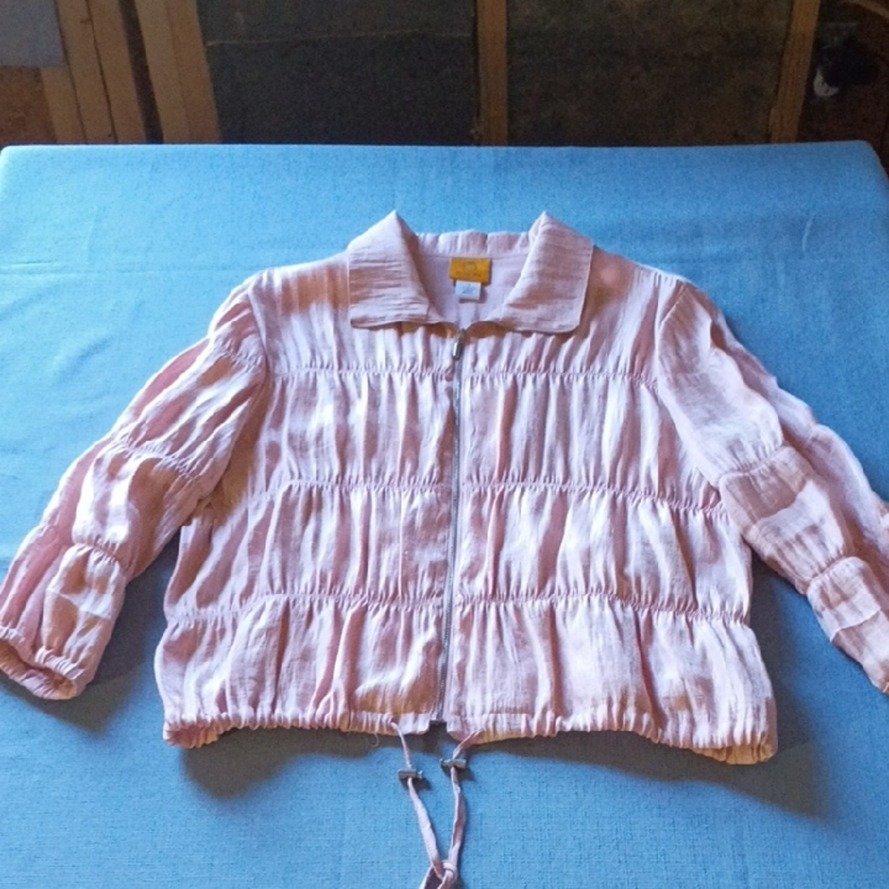 Ruby Rd. Light Pink Zip-Front Jacket - image 1